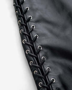 Men's <b>Black</b> Fashion Leather <b>Vest</b> Moto Biker Style Collarless Button Closure Regular Fit Autumn Wear Trend - Product Image 5