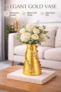Florero Decorativo de Metal con Diseño de Hojas Doradas, Florero de Mesa para el Hogar, Sala de Estar, Oficina, Centro de Mesa para Bodas - Product Image 2