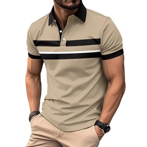 Chemise polo pour homme à manches courtes et col à revers, assortie de couleurs, idéale pour les sports de plein air comme le golf, chemise polo élégante - Product Image 3
