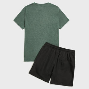 Conjunto de Camiseta y Pantalones Cortos de Algodón para Hombre con Logotipo Personalizado, Talla Grande, Color Sólido, Estilo Casual de Verano, Traje Deportivo de Dos Piezas, Moda Urbana Premium - Product Image 2