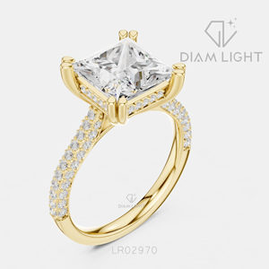 Bague de fiançailles en or blanc 14 carats avec diamant de laboratoire taille princesse 3,64 carats, couleur F+, clarté VS+, certifiée IGI, idéale pour un cadeau - Product Image 6