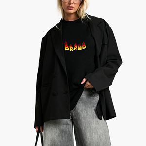 T-shirt pour femme de haute qualité, 100% coton, 220 g, col rond, coupe ample, écologique, appliques estivales, décontracté, respirant - Product Image 1