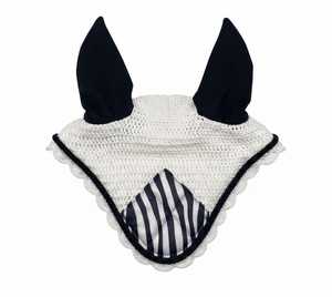 Ensemble de tapis de selle de dressage imprimé zèbre avec voile anti-mouches assorti et bottes noires et blanches audacieuses - Cadeau d'équitation en mélange de coton - Product Image 3