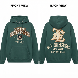 Sweat à capuche pour femme 380 GSM en coton et polyester molletonné vert foncé, broderie personnalisée, patch en chenille, OEM ODM - Product Image 1
