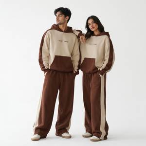 Custom Unisex Plus Size Hoodie Tracksuit Set Solid Color Pullover Sweatshirt <b>Straight</b> <b>Leg</b> <b>Pants</b> Winter Casual Wear 100% Cotton - Product Image 1