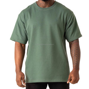 T-shirt en coton 100 % pour homme, coupe ample, imprimé, oversize, délavé à l'acide, noir, longueur longue, tricot léger, grande taille, vente en gros - Product Image 4