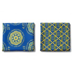 Écharpe convertible Sigma Gamma Rho bleu et or, écharpe de sororité grecque, accessoire de mode multi-styles pour la tête et le cou - Product Image 1