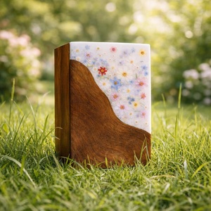 Personalized American Style Wood Resin Urn Pressed Flowers Custom Engraved Eco-Friendly Durable <b>Memorial</b> <b>Keepsake</b> for Pet Baby - Product Image 5