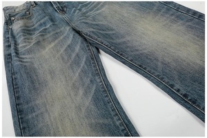 Men's Mid Waist Loose Snow Wash Denim <b>Jeans</b> Quick Dry Casual <b>Winter</b> Style Wide Leg Pants with Pockets - Product Image 6