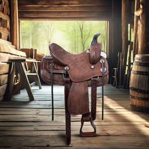 Silla de montar de cuero hecha a mano al por mayor con almohadillas personalizadas impresas |   Suministros Portátiles para Montar a Caballo - Product Image 1