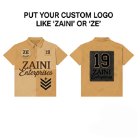Kemeja Pria Sporty Lengan Pendek Kancing Bahan Polyester Rajut Solid Bernapas 170gsm Premium Panel Kontras Logo Digital Kustom