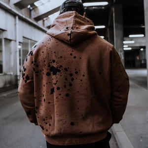 Sweat-shirt à capuche en coton molletonné, style vintage, effet délavé, personnalisable pour impression de marque et vente en gros - Product Image 2