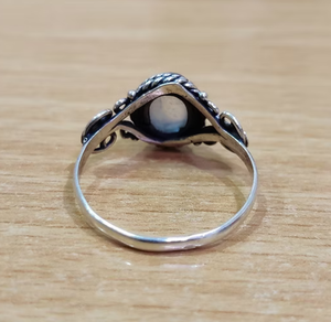 Bague vintage en pierre de lune, argent 925, sertissage clos, bijoux unisexe pour usage quotidien - Product Image 4