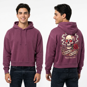 Sweat à capuche personnalisé rouge brique délavé, coupe ample pour homme, avec motif toile d'araignée en forme de cœur, style streetwear vintage - Product Image 4