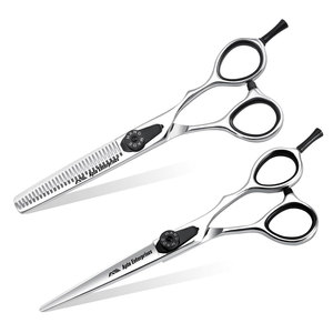 Ensemble de ciseaux de coiffure japonais professionnels de 6 pouces, acier inoxydable 440C, ciseaux droits ergonomiques légers et tranchants - Product Image 1