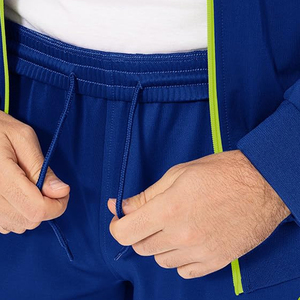 KIRSA INDUSTRY Survêtement Homme Bleu Séchage Rapide Respirant Ensemble de Jogging Sportif à Fermeture Éclair Couleur Unie Col Rabattu Manches Longues - Product Image 4