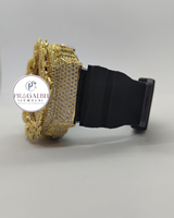 Montre de luxe sertie de diamants Moissanite avec lunette en Moissanite, bracelet en acier inoxydable et caoutchouc