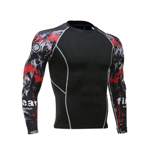 Rash Guard Black Spandex Polyester Quick Dry Compression Shirt with <b>Dragon</b> Print for Training BJJ Jiu Jitsu - Product Image 4