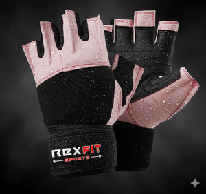 Gants de sport demi-doigts RHINO FITNESS en maille avec sangle de poignet réglable, fermeture auto-agrippante, antidérapants, respirants, pour musculation, unisexe - Product Image 3