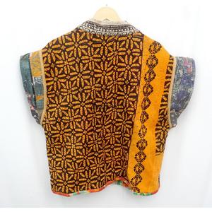 Nouvelle Veste Kimono Courte Imprimée en Coton Kantha Tricoté, Faite à la Main, Style Vintage Indien, pour Femme, Vente en Gros - Product Image 6