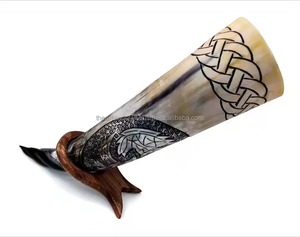 Handmade <b>Drinking</b> Horn with Wooden <b>Stand</b> for Traditional Ceremonies Viking Gatherings and Decorative Use by Artisan Craft - Product Image 2