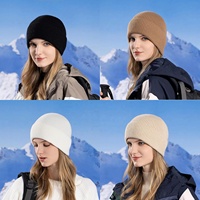 Bonnet de crâne uni à revers bonnet tricoté personnalisé épais bonnets de pêcheur 2025 pull Fluorescent couleur bonbon bonnet côtelé chapeau