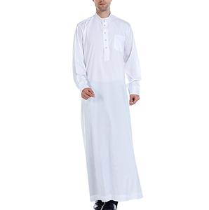 Jubbah Tradicional Musulmana Árabe al por Mayor para Niños, Thobe de Talla Grande, Sólido, Transpirable, de Manga Larga para Otoño, de Poliéster y Algodón - Product Image 2