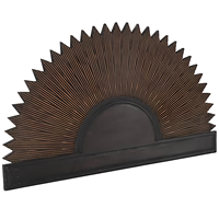 Smart Art Holzschnitzerei Kingsize-Bett mit handbemaltem Halb-Sonnen-Bettkopfteil, braun gewaschen, antikem Finish, technisch gefertigtes Schlafzimmermöbel