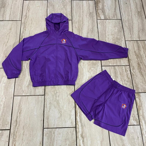 Custom Nylon Windbreaker Jacket and Shorts <b>Set</b> for Men OEM Lightweight Nylon Windbreaker Short <b>Set</b> with Custom Logo - Product Image 1