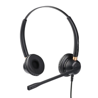 Headset USB Berkabel dengan Peredam Kebisingan untuk Call Center, Dilengkapi Tombol Mute dan Kontrol Volume untuk Panggilan