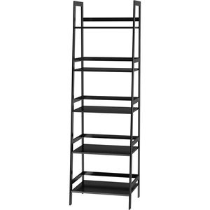 Libreria in Bambù a 5 Ripiani WTZ, Scaffale Moderno Aperto Nero BC 238 per Camera da Letto, Soggiorno, Ufficio - Product Image 1