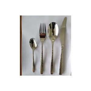 Ensemble de couverts en laiton doré martelé artisanal, style vintage élégant, plaqué or, ustensiles de table pour la maison et les restaurants - Product Image 2