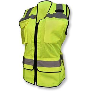 Gilet de sécurité réfléchissant jaune pour femmes, vente en gros, en stock, vêtements de travail multifonctionnels, taille élastique, sécurité réfléchissante - Product Image 5