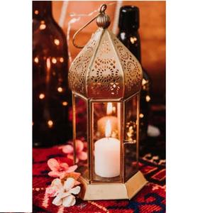 Portavelas Decorativo Hecho a Mano, Ecológico, para Ramadán, Bodas, Decoración de Mesa, Diseño Único, Linterna de Metal Dorada Estilo Marroquí - Product Image 1