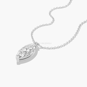 Collier pendentif en diamant de laboratoire taille marquise certifié IGI, en or blanc massif 14 carats, serti à griffes, diamant non monté - Product Image 2