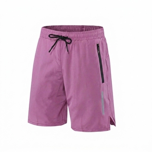Shorts de sport légers pour hommes avec poche zippée, 100 % polyester, à carreaux, taille mi-haute, imperméables et à séchage rapide - Product Image 4