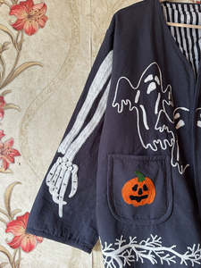 Veste brodée à thème Halloween pour femme, manches longues, mode saisonnière effrayante, vêtement d'extérieur décontracté pour les fêtes, vente en gros - Product Image 5