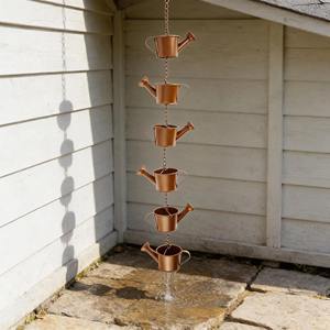 Chaîne de pluie élégante en cuivre pour arrosoir de plantes, idéale pour l'accentuation esthétique des jardins extérieurs et la gestion écologique de l'eau, provenant d'Inde. - Product Image 3