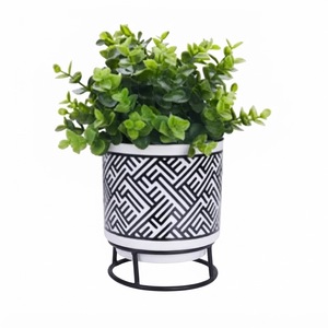 Black And White Striped Bone Inlay Flower <b>Vase</b> Modern Geometric <b>Cylinder</b> Resin Flower Pot Wholesale Premium Indian Handicrafts - Product Image 2