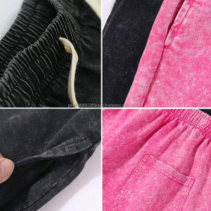 Pantalones cortos de gran tamaño de marca de lujo de alta calidad con cordón elástico en la cintura de algodón informal lavado de diseñador Vintage para hombres - Product Image 2