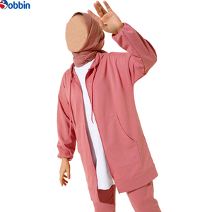 Conjunto de Sudadera Larga con Capucha para Mujer Musulmana, Tallas Grandes, Color Sólido, Otoño-Invierno, Deportivo y Modesto, con Cordón y Cremallera, Personalizado y de Gran Venta - Product Image 5
