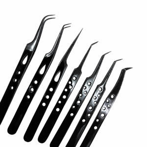 Pince à épiler professionnelle en acier inoxydable noir pour extensions de cils, outil d'isolation des cils à pointe fine courbée de précision - Product Image 4