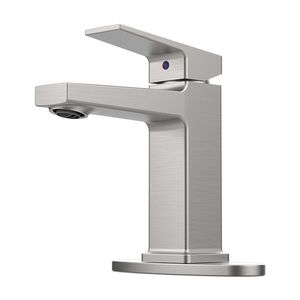 Rubinetto da Bagno Monocomando in Nichel Spazzolato Stile Antico per 1 o 3 Fori con Base e Due Tubi da 9/16'' per Lavanderia e Lavabo - Product Image 1