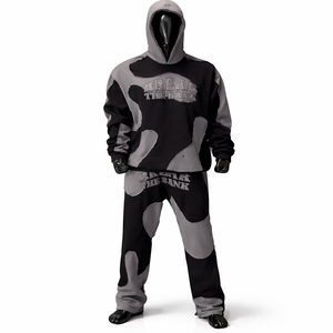 Conjunto de Sudadera con Capucha y Pantalones Deportivos con Efecto Desgastado, Estilo Vintage Premium, Ropa Deportiva Urbana de Gran Tamaño - Product Image 5