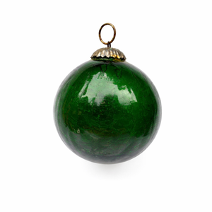 Boule de Noël en verre gaufré vert mercure |   Ornement suspendu |   Décorations d'arbre de 1 à 8 pouces |   Décoration festive pour la maison |   Cadeau - Product Image 1
