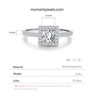 Bague carrée en argent sterling 925 pour femme, style IG, incrustation de zircon, plaqué rhodium, bijoux élégants pour banquet, 8g - Product Image 5