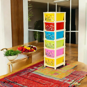 Caja Organizadora Apilable de Plástico PP de 6 Capas con Diseño Moderno, Impresión Multicolor, Moldeada por Inyección, con Asa, 33x15x85cm, para el Hogar - Product Image 4