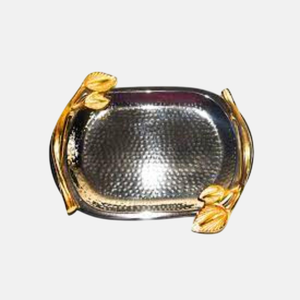 Bandeja Decorativa Geométrica de Metal Chapada en Oro, Acabado Pulido, Bandeja Espejo Multifuncional de Metal Personalizada en Oferta - Product Image 3