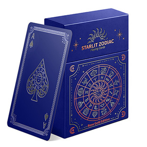 Cartes à jouer personnalisées en papier noir à âme en lin, bord doré 310 g/m², dans une boîte à rabat en feuille d'or - Product Image 1