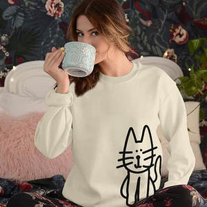 Sudaderas con Estampado de Gatos para Mujer, Sudadera Extra Grande, Camiseta Divertida de Manga Larga, Sudadera con Capucha de Felpa, Tops Casuales y Cómodos - Product Image 3